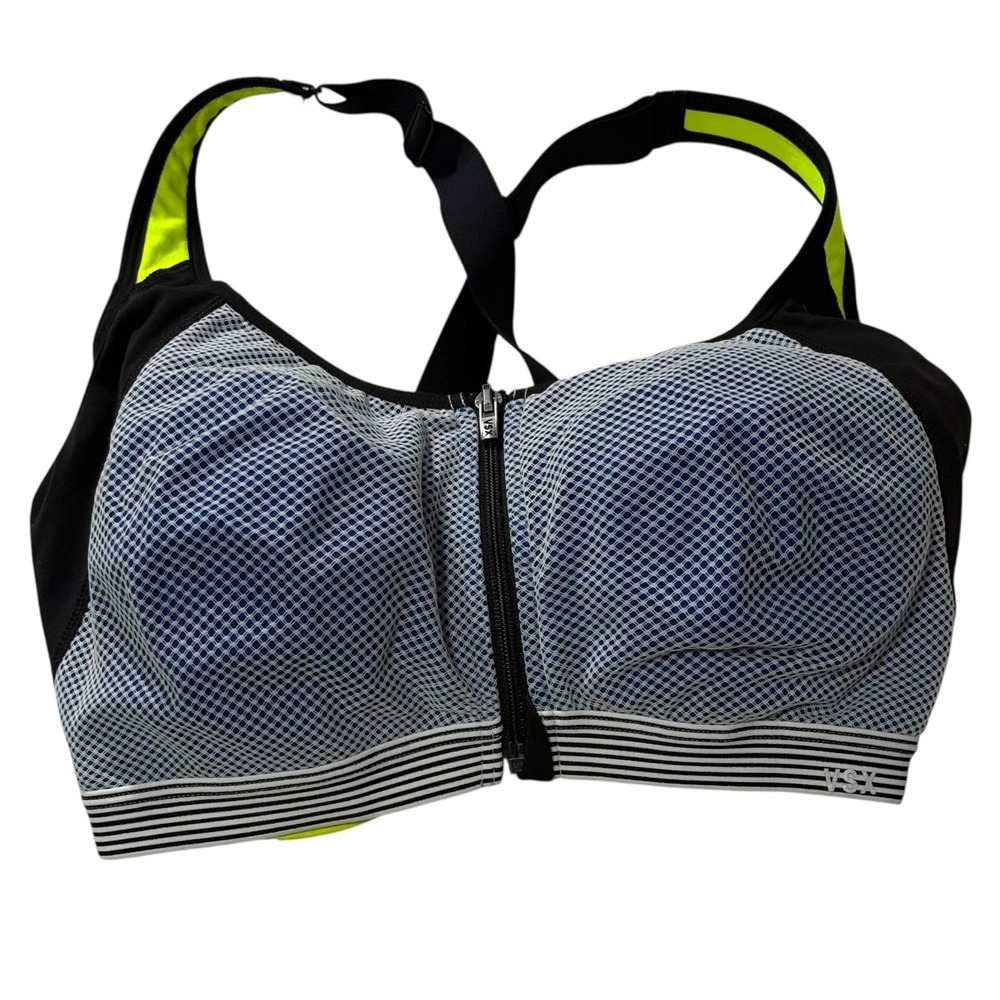 VSX Sport Bra Front Zip Padded High Impact Cross Back Activewear 34DDD‎